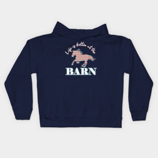 Life Is Better At The Barn - Southern Chevron Horse Kids Hoodie